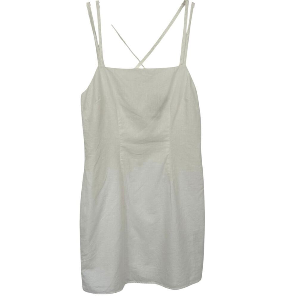 Forever 21 Linen Blend Mini Dress Neutral Summer Small